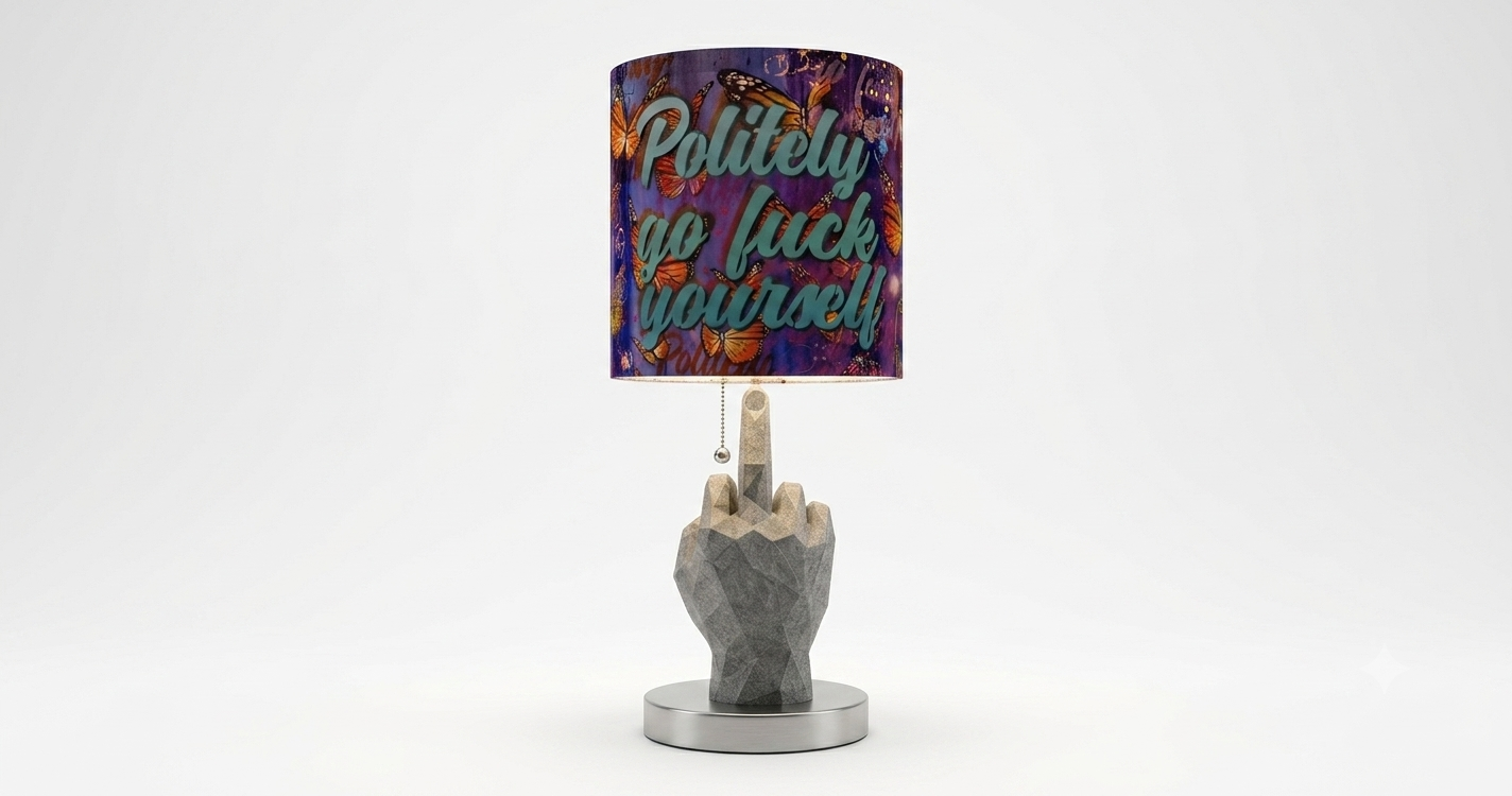 Shady AF custom lamp with sculptural hand base